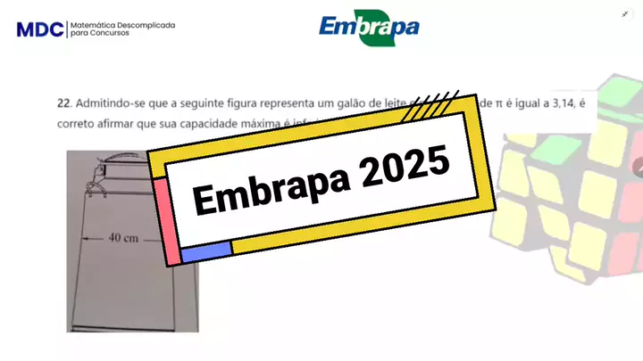 prova embrapa:questão prova embrapa 2025 cilindro